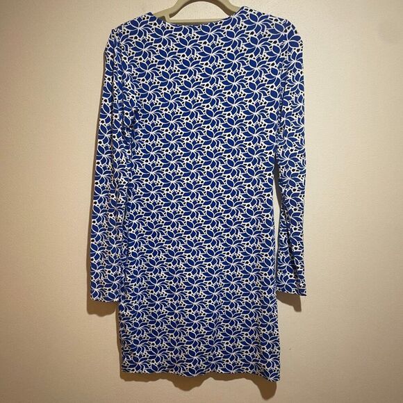 Diane Von Furstenburg Size 0 Reina L/S Long Sleeve Jersey Mini Dress Blue Floral - Picture 7 of 12